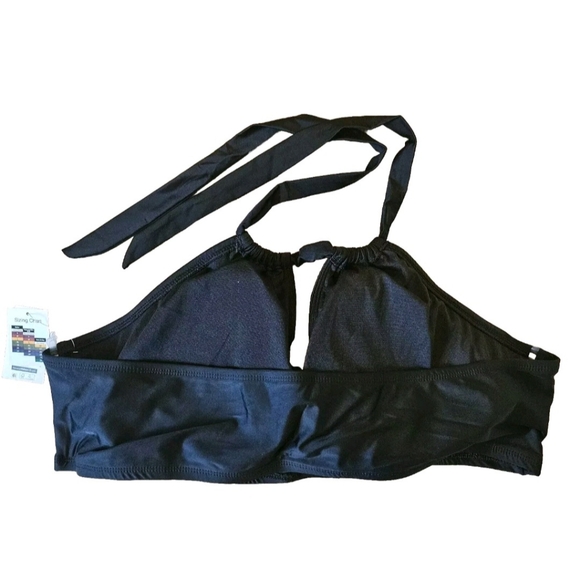 Time & Tru Key Neckline Halter Swim Top Size 3X 24 26W NWT Black Good Coverage - Picture 2 of 7